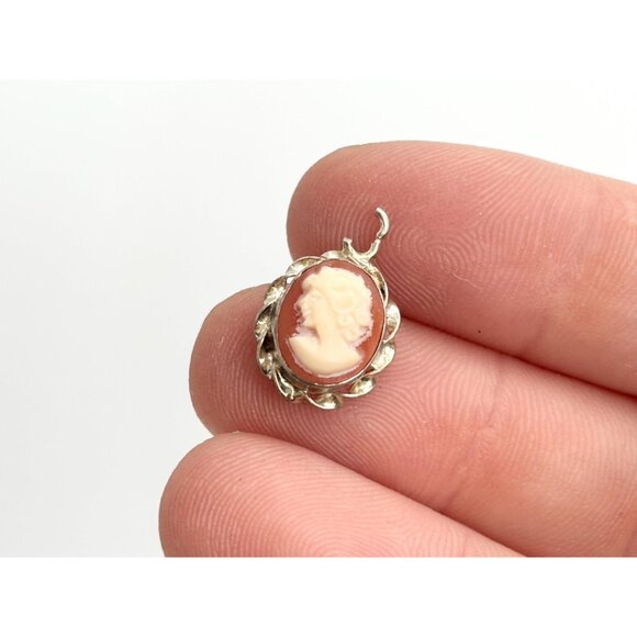 Genuine Cameo Shell Hand Carved Sterling Silver 925 Vintage Pendant | Charm - Picture 7 of 9
